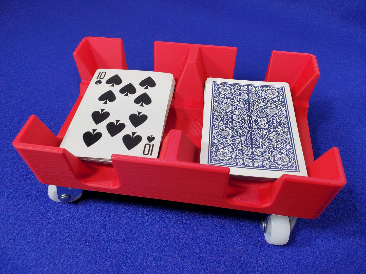 Gliding Playing Card Tray: Heavy duty wheels help it slide across surfaces for card games