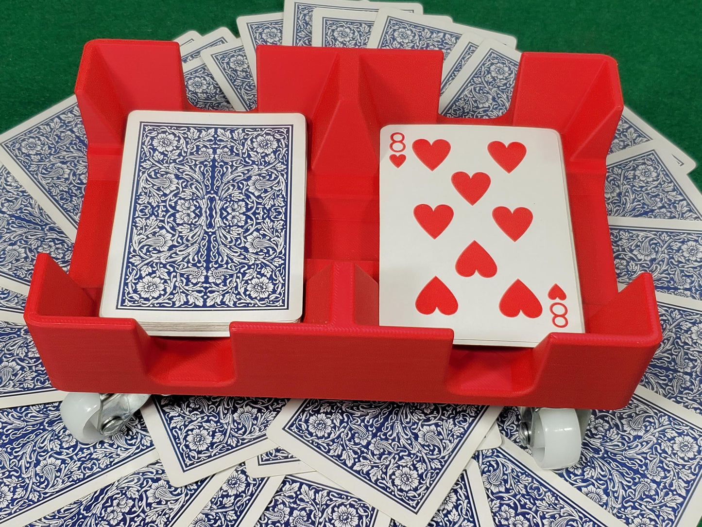 Gliding Playing Card Tray: Heavy duty wheels help it slide across surfaces for card games