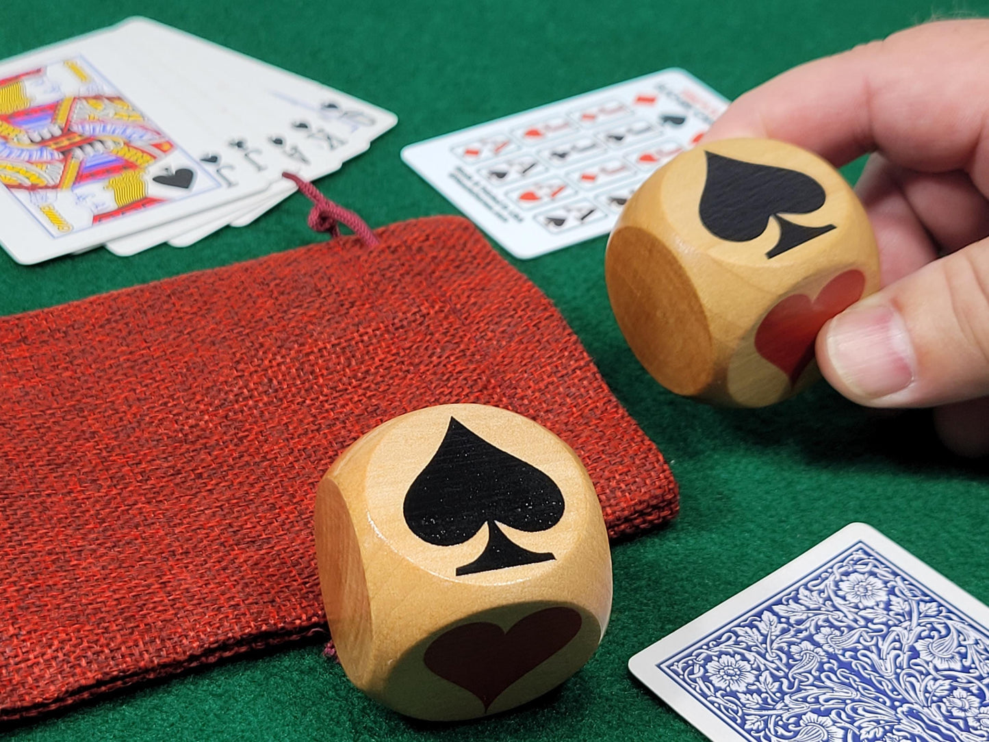 Suited Trump Marker Cubes: Lil' Trumpy design for Euchre, Pinochle Card Games