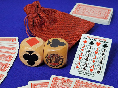 Suited Trump Marker Cubes: Lil' Trumpy design for Euchre, Pinochle Card Games