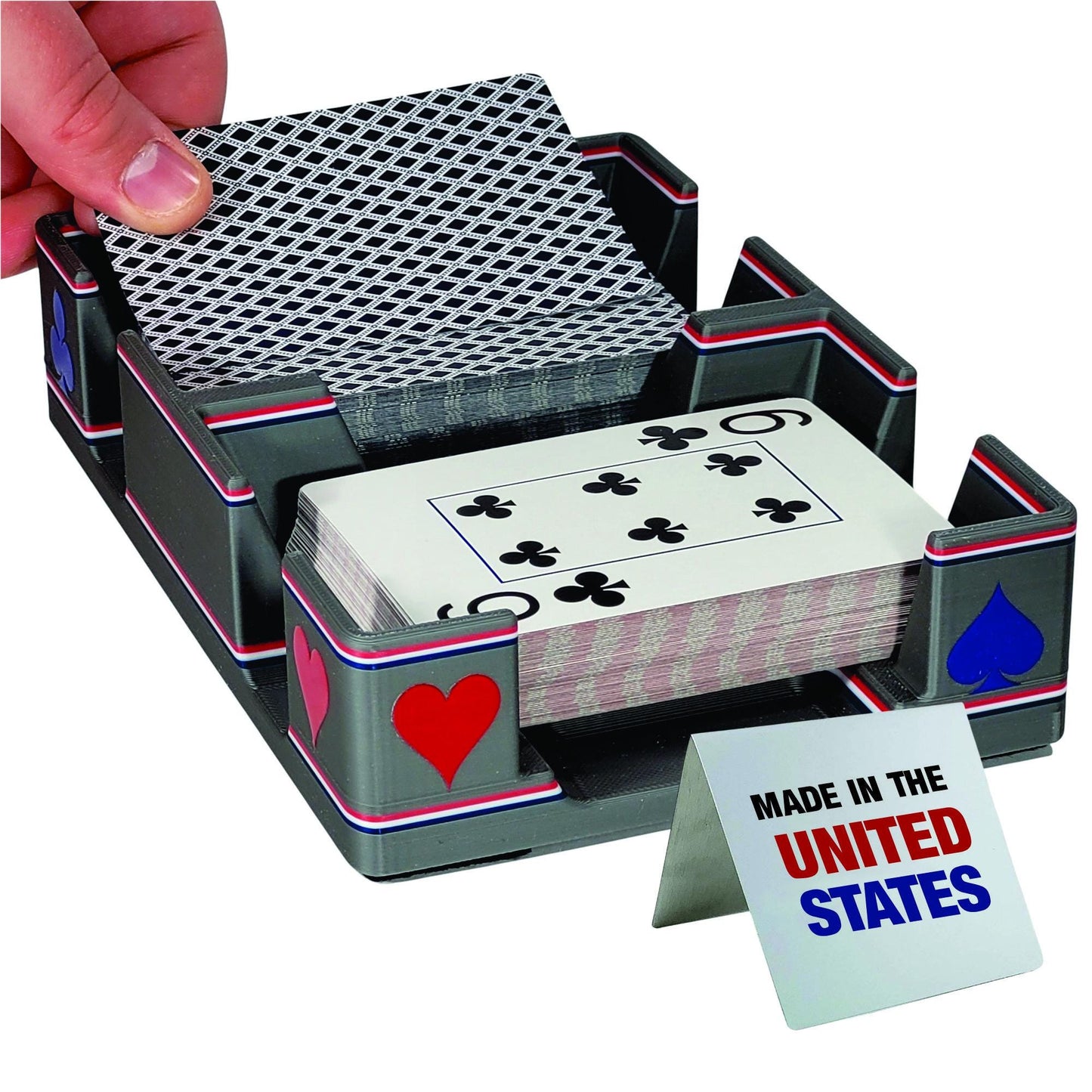 Patriotic Playing Card Tray, suited designed for 2 decks - US Made (Ritzy Design)