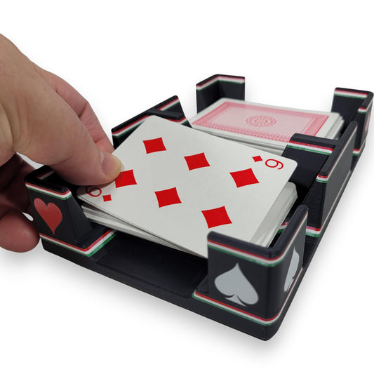 Tuxedo Black Playing Card Tray, suited designed for 2 decks - US Made (Ritzy Design)