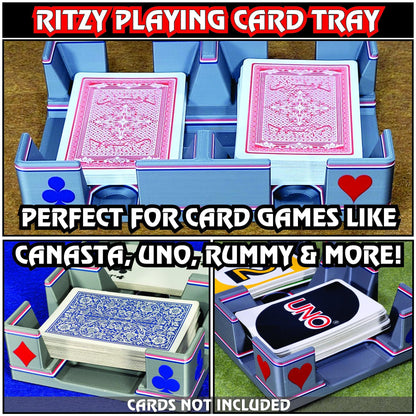 Patriotic Playing Card Tray, suited designed for 2 decks - US Made (Ritzy Design)