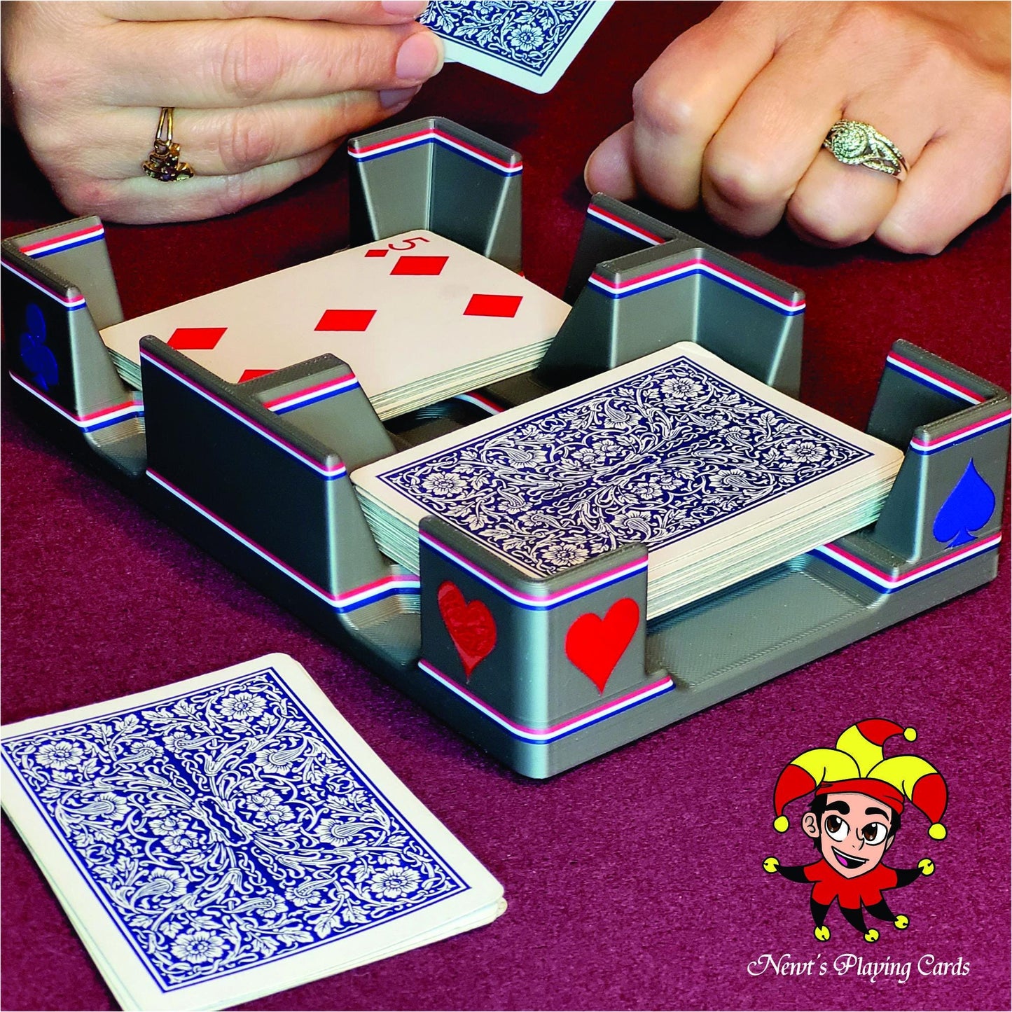 Patriotic Playing Card Tray, suited designed for 2 decks - US Made (Ritzy Design)