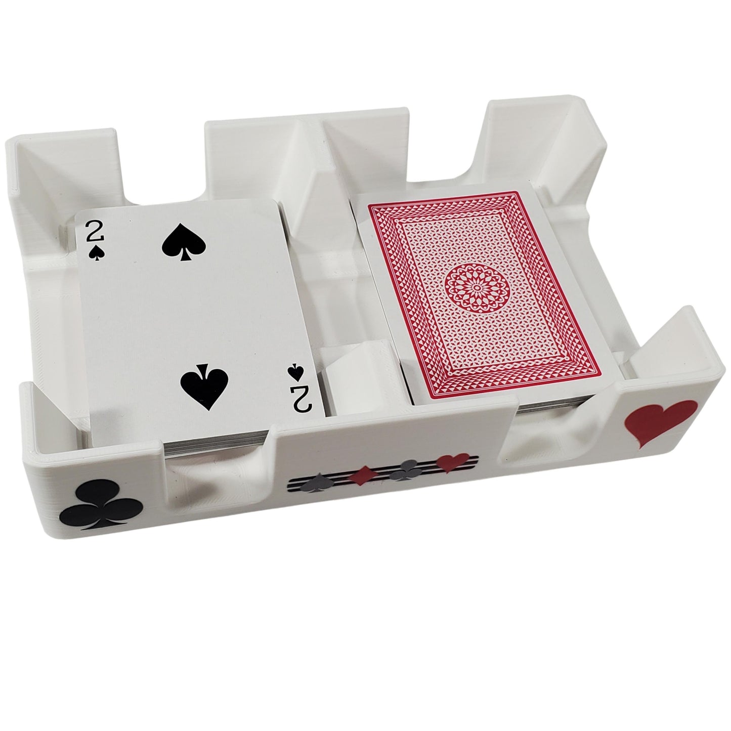 Busting with Pips Playing Card Tray - Sides Have a Heart, Club, Diamond, Spade Pattern (White)