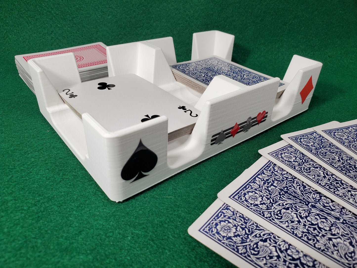 Busting with Pips Playing Card Tray - Sides Have a Heart, Club, Diamond, Spade Pattern (White)