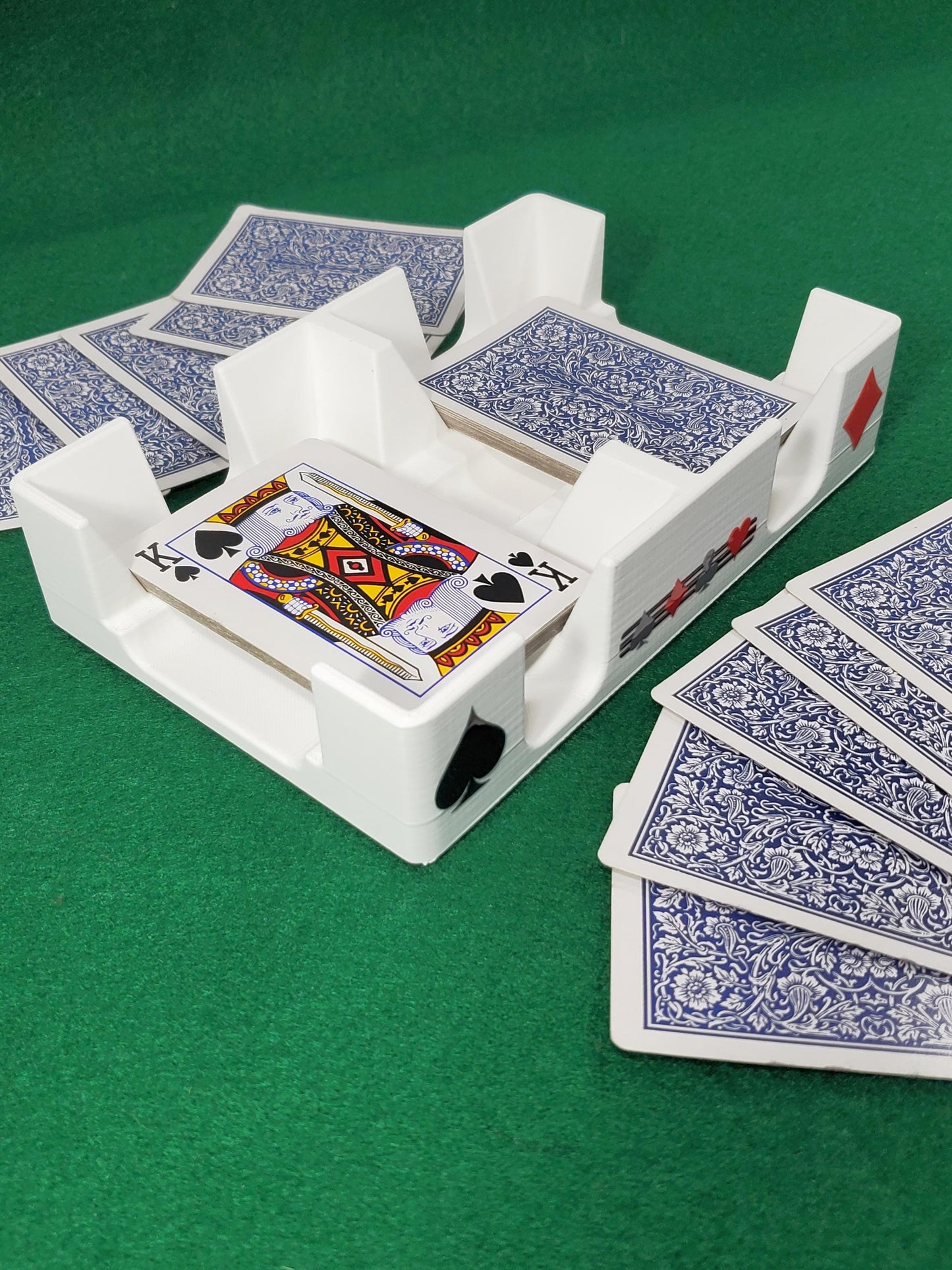 Busting with Pips Playing Card Tray - Sides Have a Heart, Club, Diamond, Spade Pattern (White)