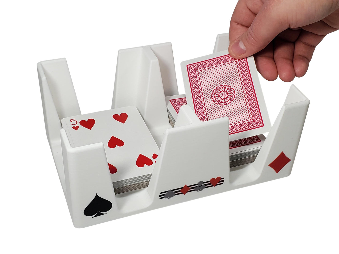 Busting with Pips Playing Card Tray - Sides Have a Heart, Club, Diamond, Spade Pattern (White)