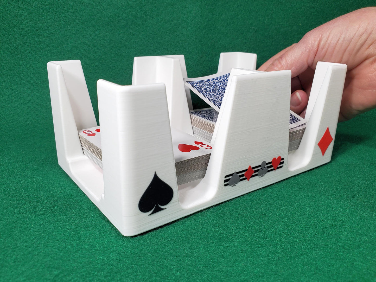 Busting with Pips Playing Card Tray - Sides Have a Heart, Club, Diamond, Spade Pattern (White)
