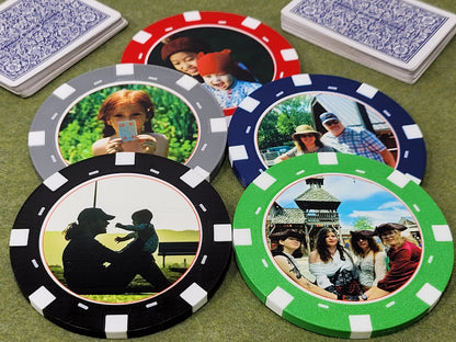 Custom Photo Poker Chip Coasters - Personalized Card Player Gift