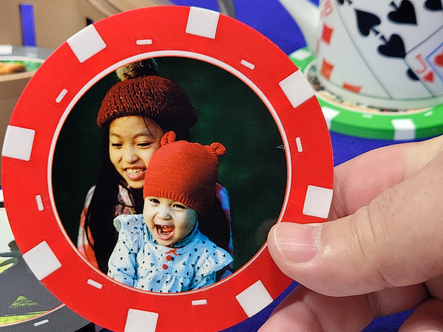 Custom Photo Poker Chip Coasters - Personalized Card Player Gift