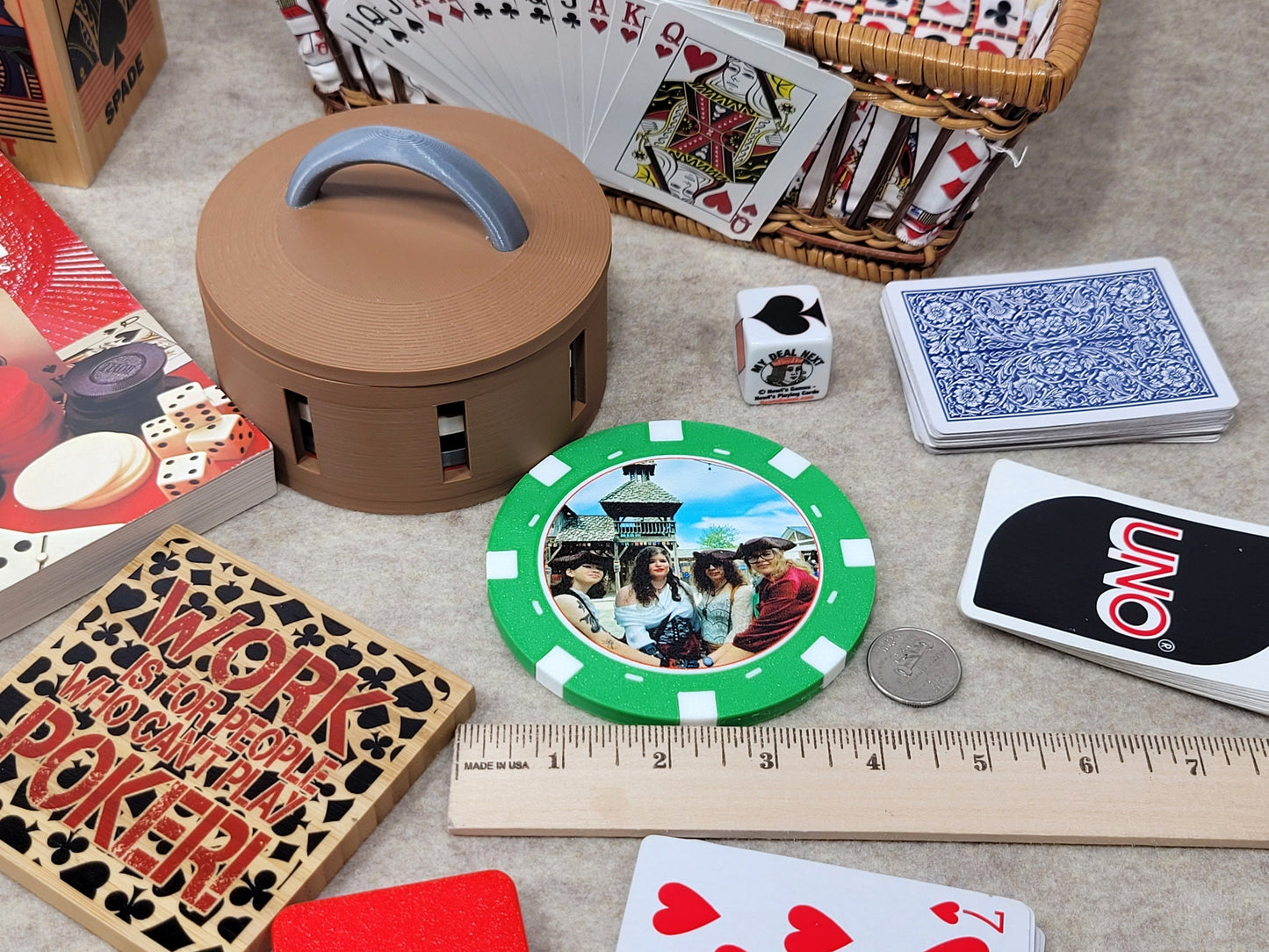 Custom Photo Poker Chip Coasters - Personalized Card Player Gift