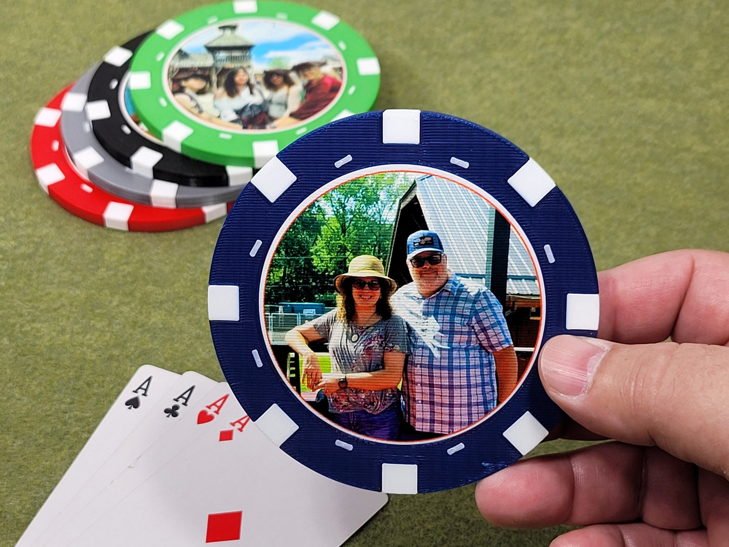 Custom Photo Poker Chip Coasters - Personalized Card Player Gift