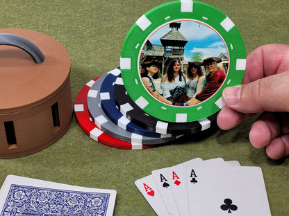 Custom Photo Poker Chip Coasters - Personalized Card Player Gift