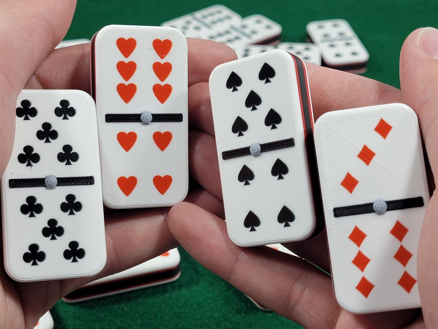 Personalized Dominoes Double 6 Set: Custom Photo or Text, Hearts/Spades/Clubs