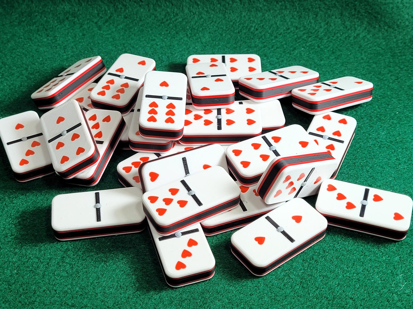 Personalized Dominoes Double 6 Set: Custom Photo or Text, Hearts/Spades/Clubs