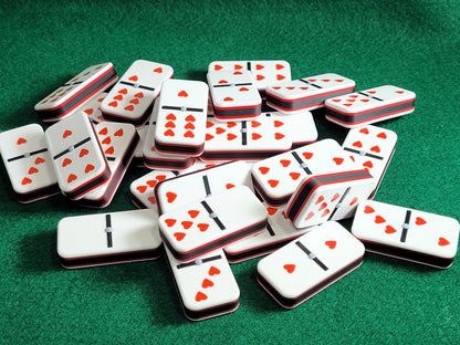 Personalized Dominoes Double 6 Set: Custom Photo or Text, Hearts/Spades/Clubs