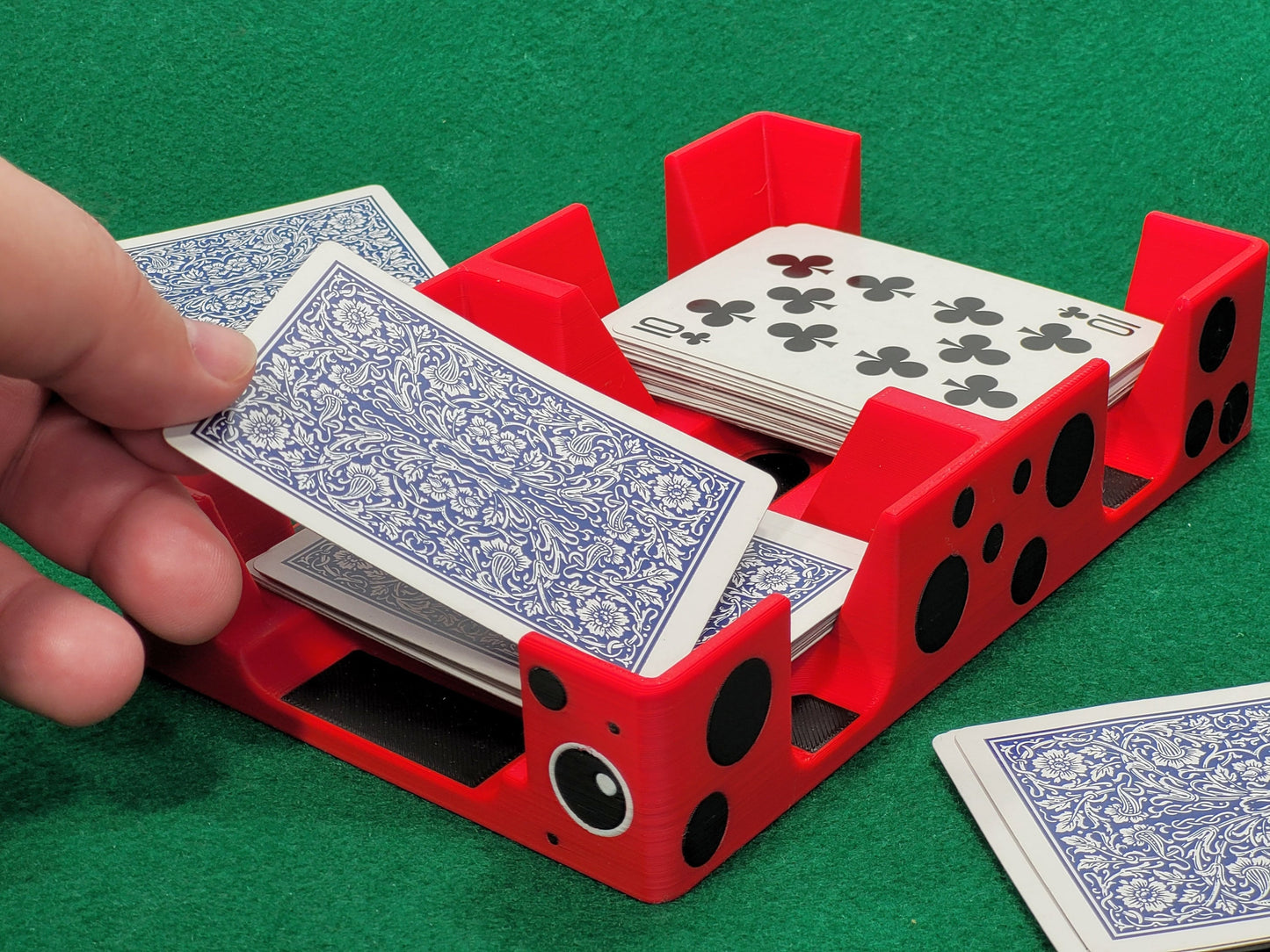 Ladybug Playing Card Tray: Plastic, 2 Deck, Made in USA