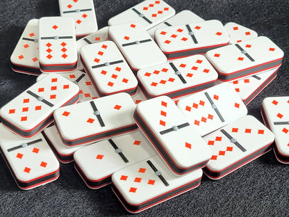 Personalized Dominoes Double 6 Set: Custom Photo or Text, Hearts/Spades/Clubs