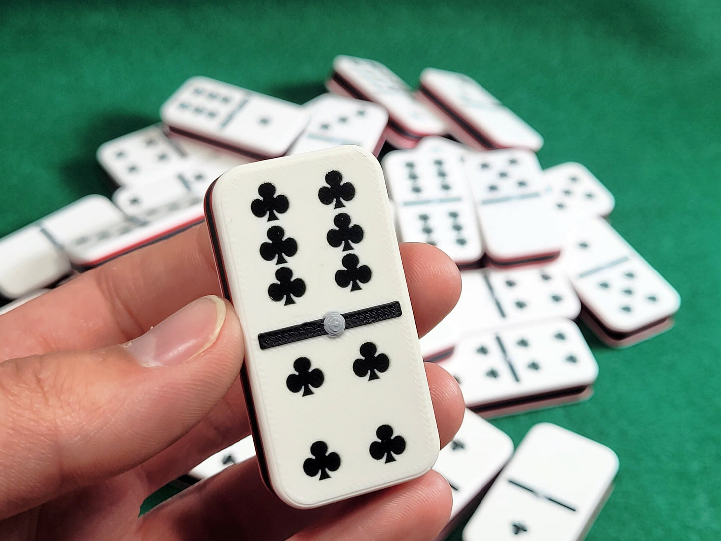 Personalized Dominoes Double 6 Set: Custom Photo or Text, Hearts/Spades/Clubs
