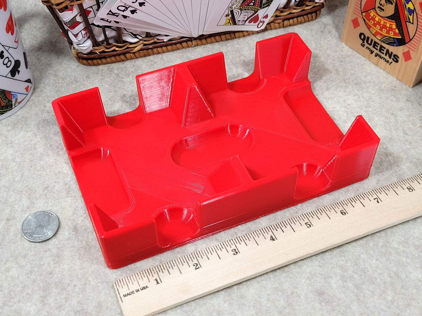 Red 2 Deck Playing Card Tray - Available in stationary, rotating or sliding