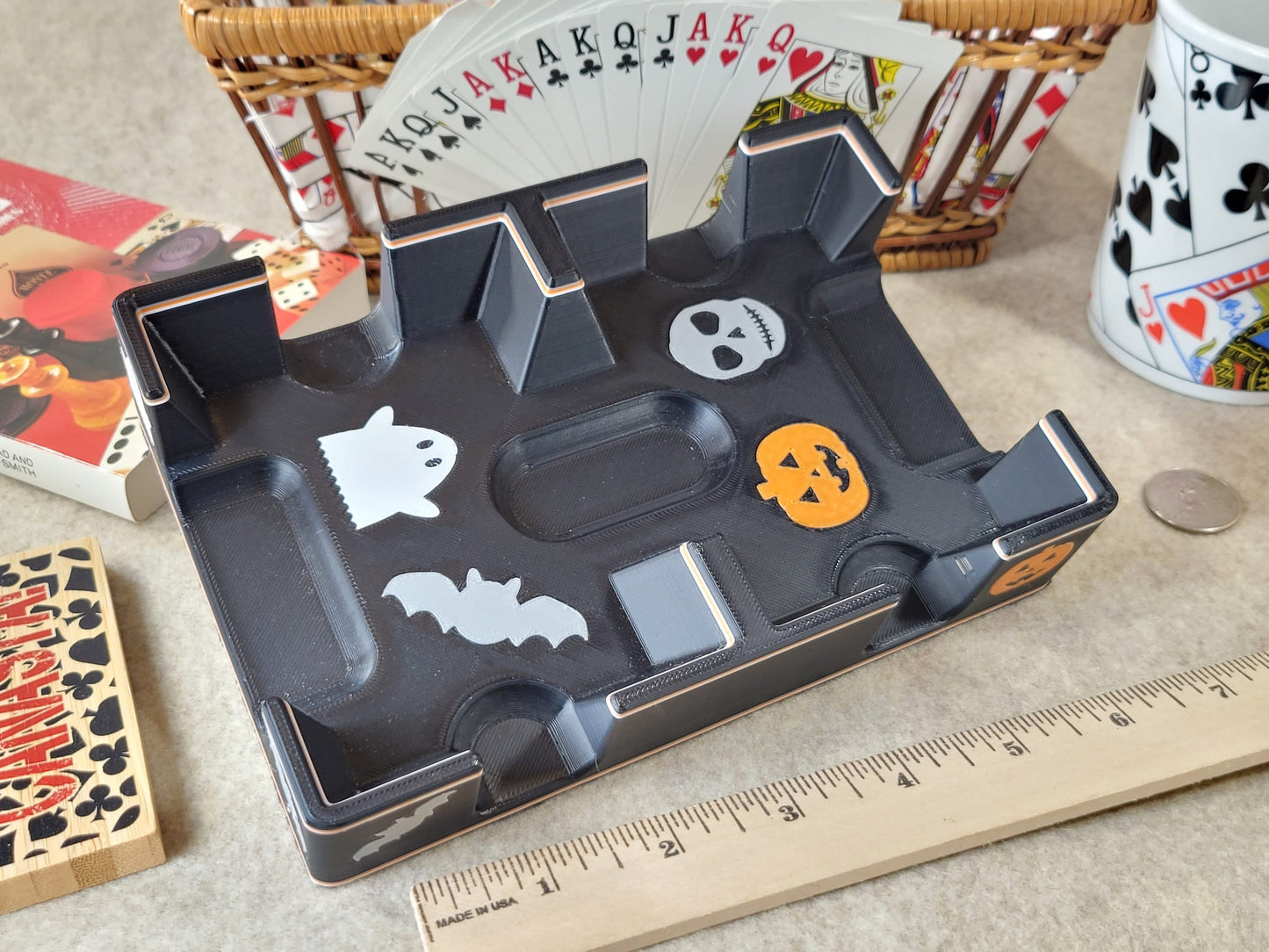 Halloween Playing Card Tray, Plastic: Choice of Bottom, Made in USA