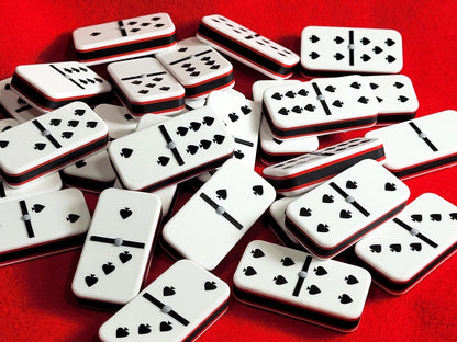 Personalized Dominoes Double 6 Set: Custom Photo or Text, Hearts/Spades/Clubs