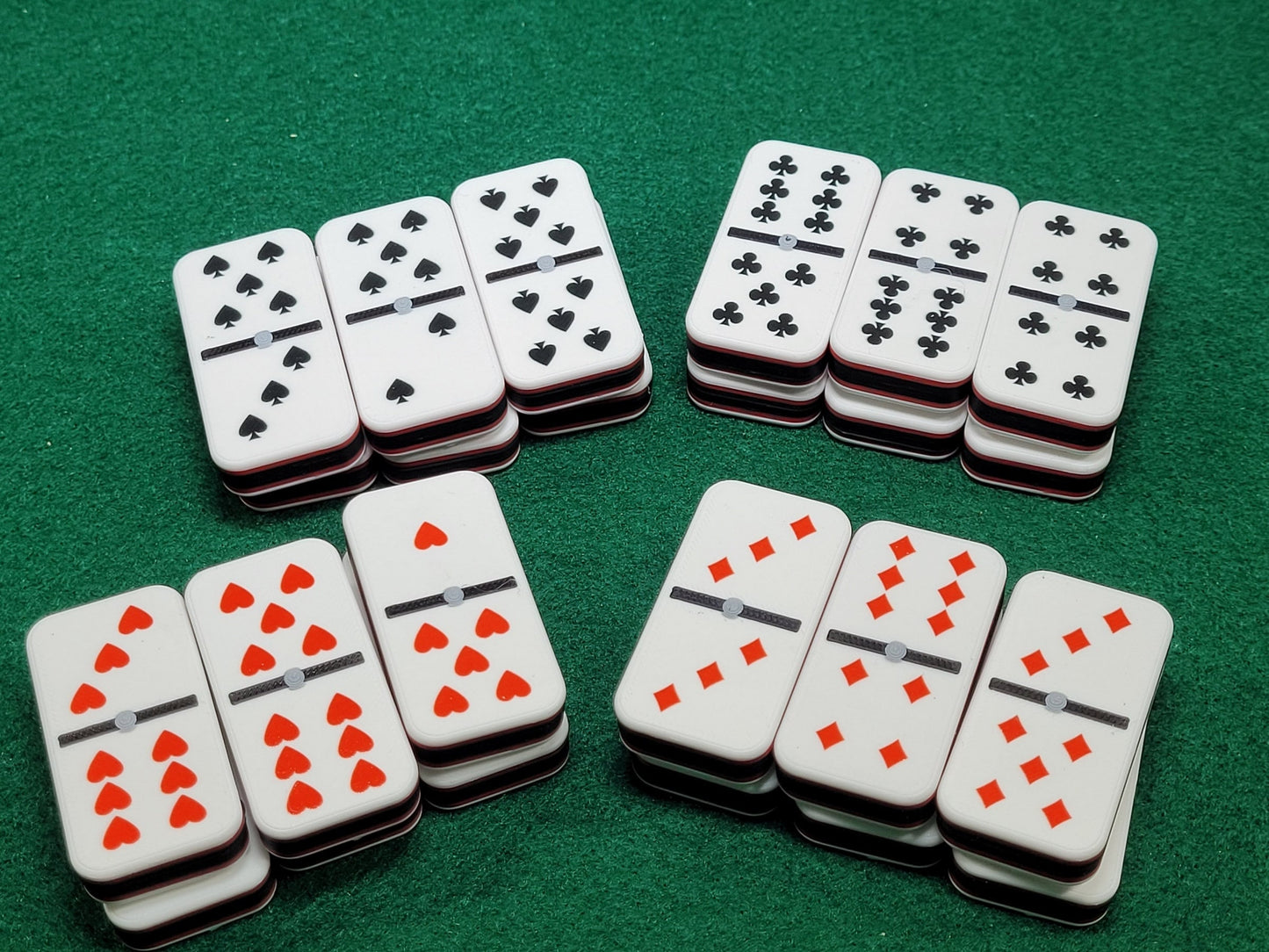 Personalized Dominoes Double 6 Set: Custom Photo or Text, Hearts/Spades/Clubs