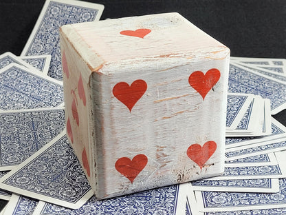 Personalized Giant Wood Dice: Distressed Style, Card Suit Pips
