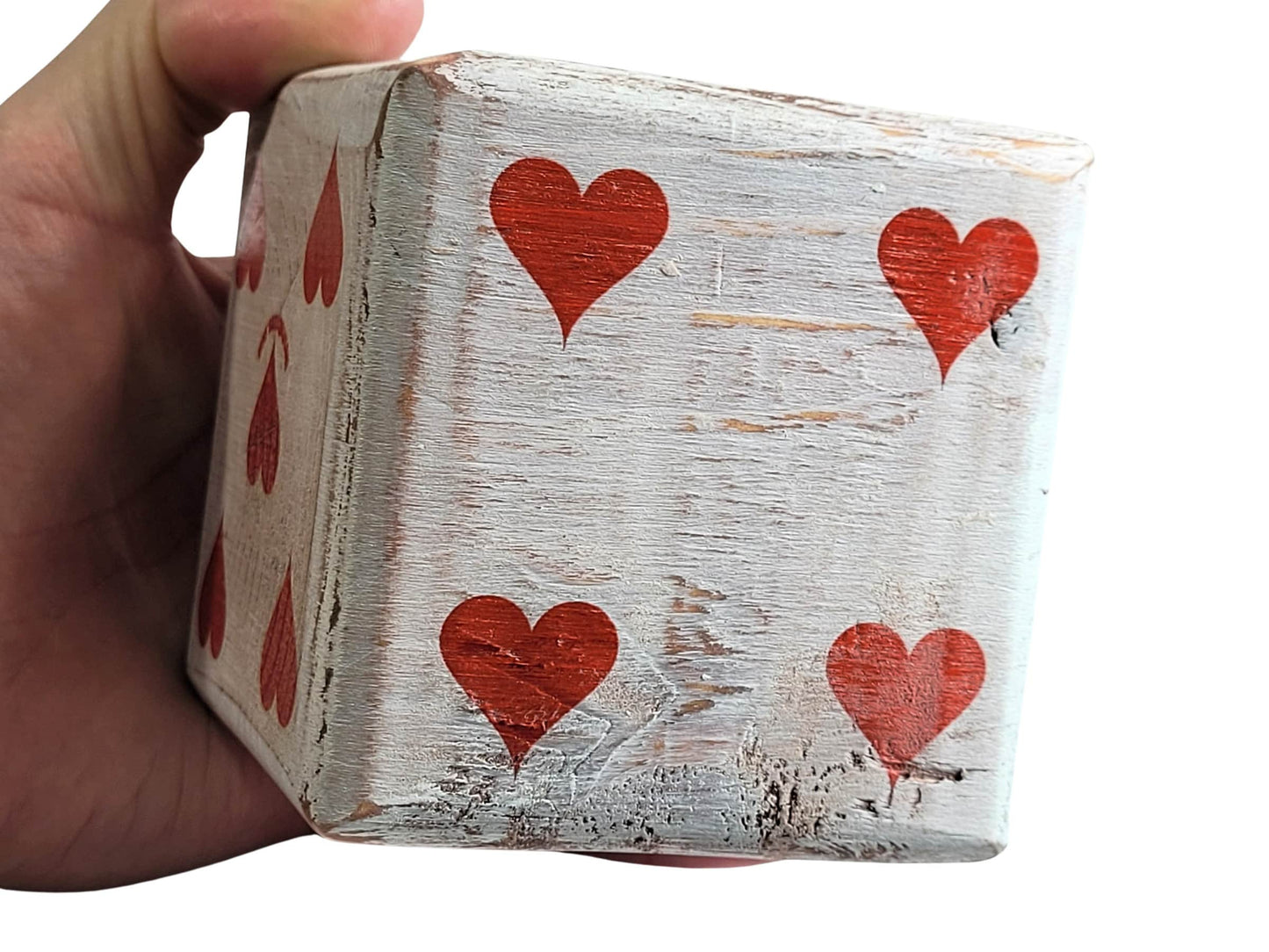 Personalized Giant Wood Dice: Distressed Style, Card Suit Pips