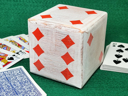 Personalized Giant Wood Dice: Distressed Style, Card Suit Pips