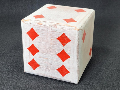Personalized Giant Wood Dice: Distressed Style, Card Suit Pips