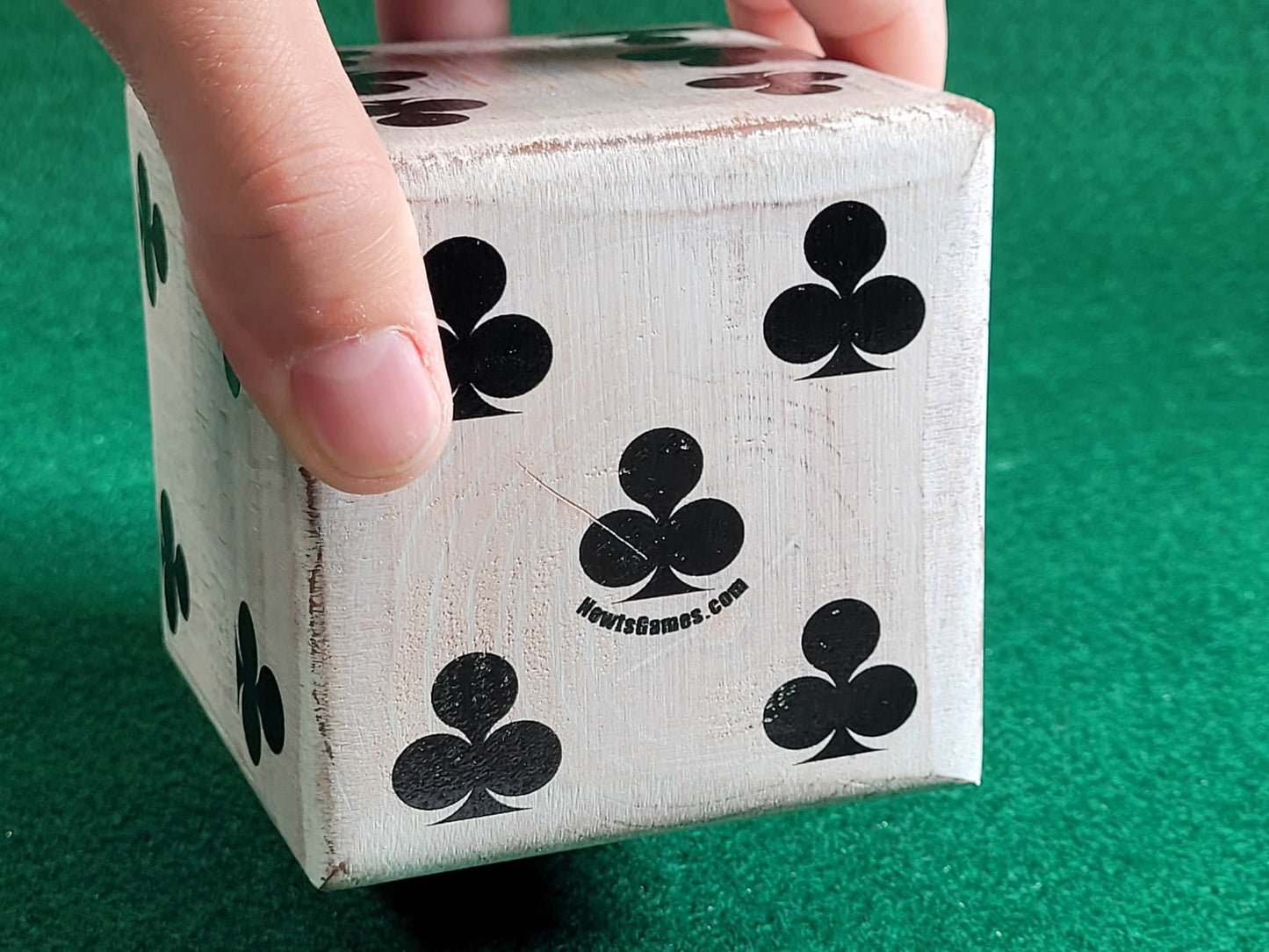 Personalized Giant Wood Dice: Distressed Style, Card Suit Pips