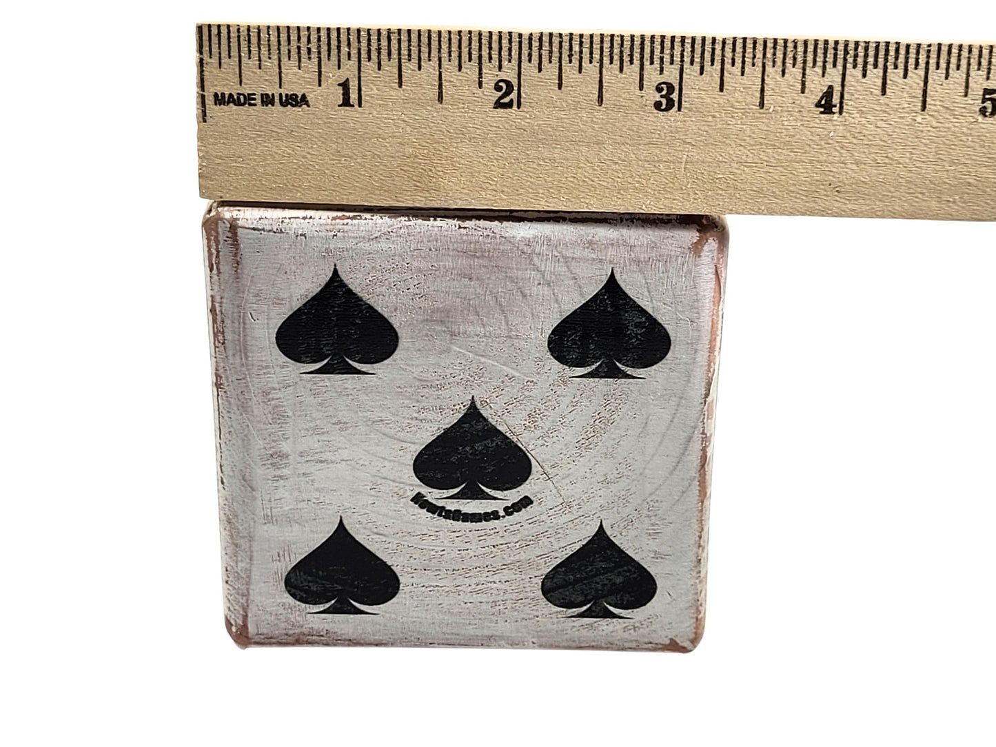 Personalized Giant Wood Dice: Distressed Style, Card Suit Pips