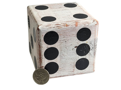 Personalized Giant Wood Dice: Distressed Style, Card Suit Pips