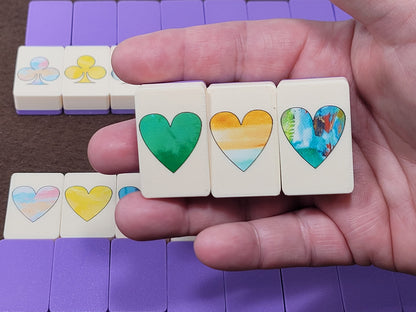 Seaside Escape Mahjong Tile Game: Hearts & Clubs, Made in USA