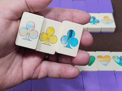 Seaside Escape Mahjong Tile Game: Hearts & Clubs, Made in USA