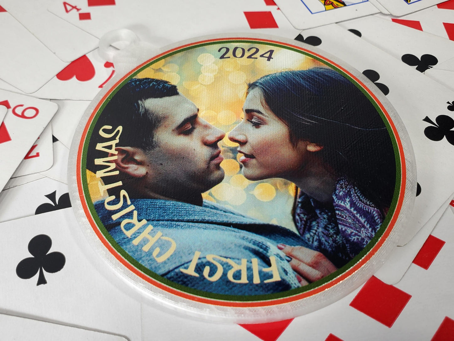 First Christmas Married Ornament: Personalized Mr. and Mrs. Playing Card Ornament