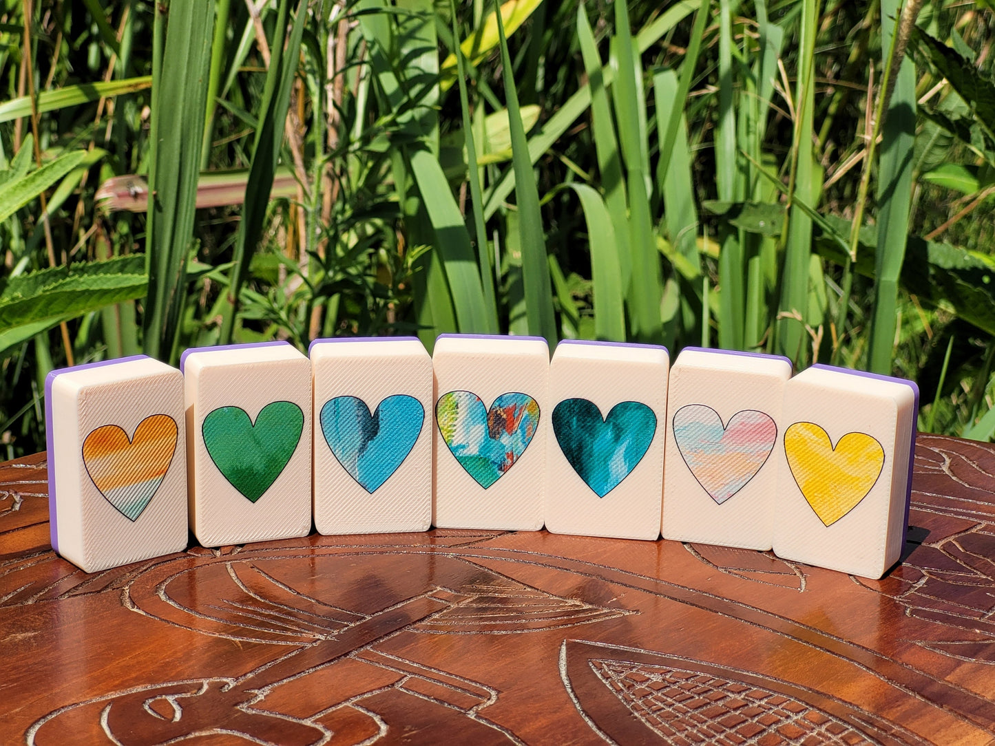Seaside Escape Mahjong Tile Game: Hearts & Clubs, Made in USA
