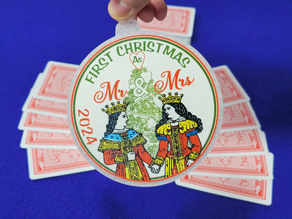 First Christmas Married Ornament: Personalized Mr. and Mrs. Playing Card Ornament