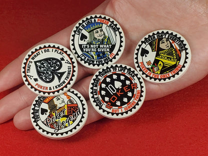 Royal Flush Ceramic Poker Chip Set: Card Guards in Tin