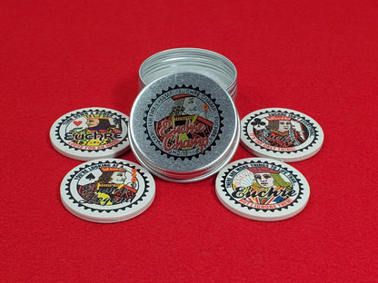 Euchre Champ Ceramic Poker Chips: Euchre Player Gift in Tin