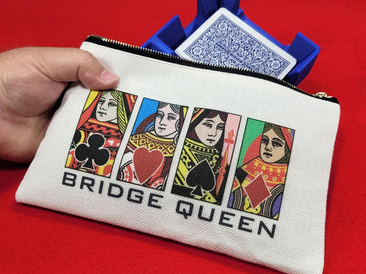 Bridge Queen or King, Linen Zipper Pouch: Custom Playing Card Night Bag