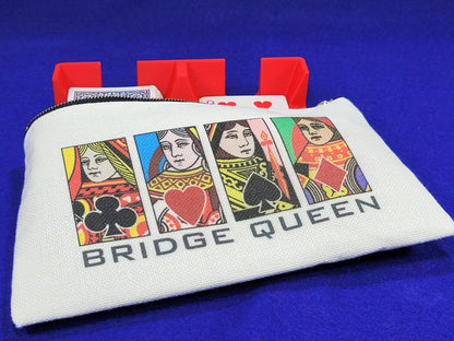 Bridge Queen or King, Linen Zipper Pouch: Custom Playing Card Night Bag