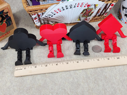 Articulated Playing Card Pip Figures: Desk Decor for Card Game Fans