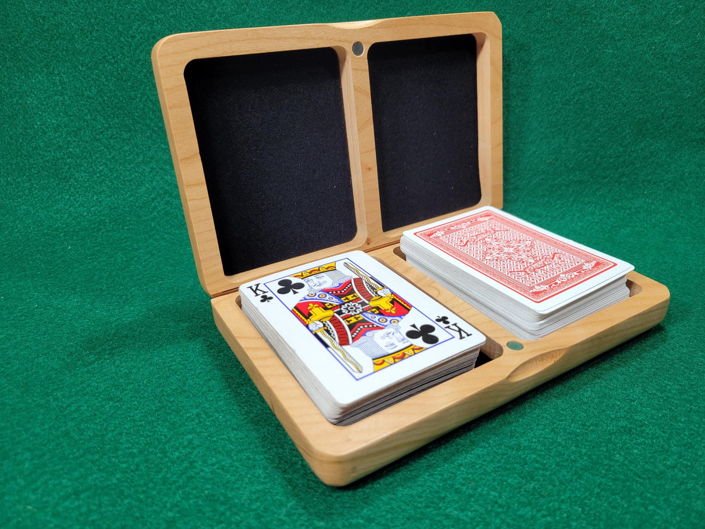 Solid Cherry Wood Playing Card Box: Personalized Bridge Gift - Made in USA