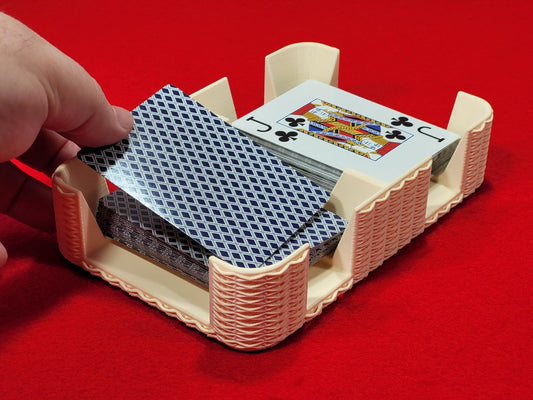 Basket Weave Design Two-Deck Card Tray: Clásico Brand, Plastic Playing Card Accessory