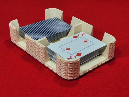 Basket Weave Design Two-Deck Card Tray: Clásico Brand, Plastic Playing Card Accessory