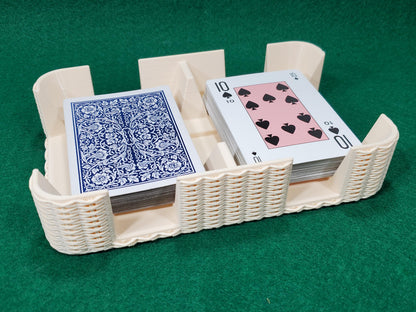 Basket Weave Design Two-Deck Card Tray: Clásico Brand, Plastic Playing Card Accessory