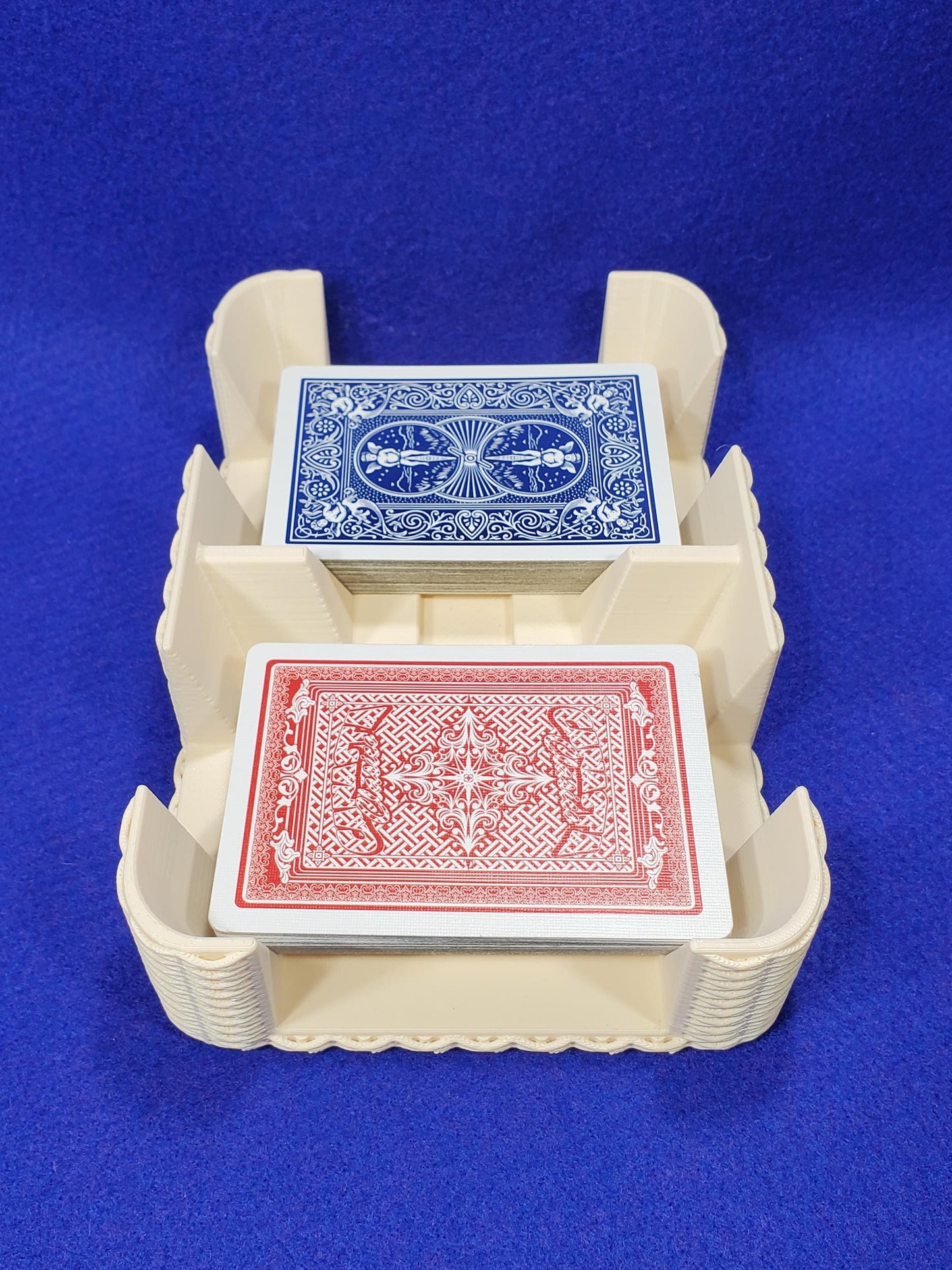 Basket Weave Design Two-Deck Card Tray: Clásico Brand, Plastic Playing Card Accessory